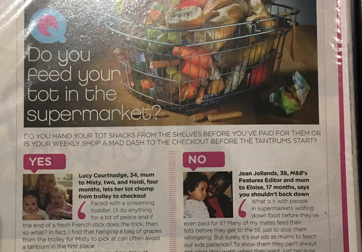 Feeding tots in the supermarket
